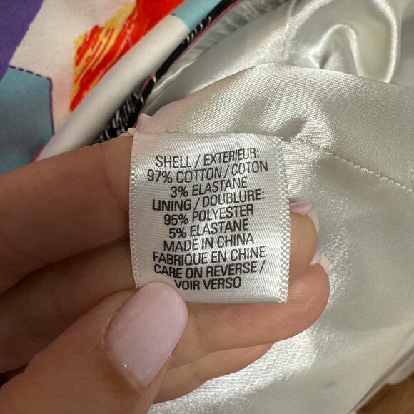 Tahari Womens Large Floral Print Sheath Sleeveless Dress Medium Stretch Cotton - Picture 7 of 11